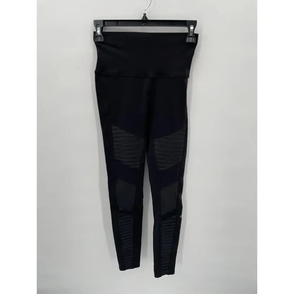 ALO YOGA Black High-Waisted Moto Loggings // XS